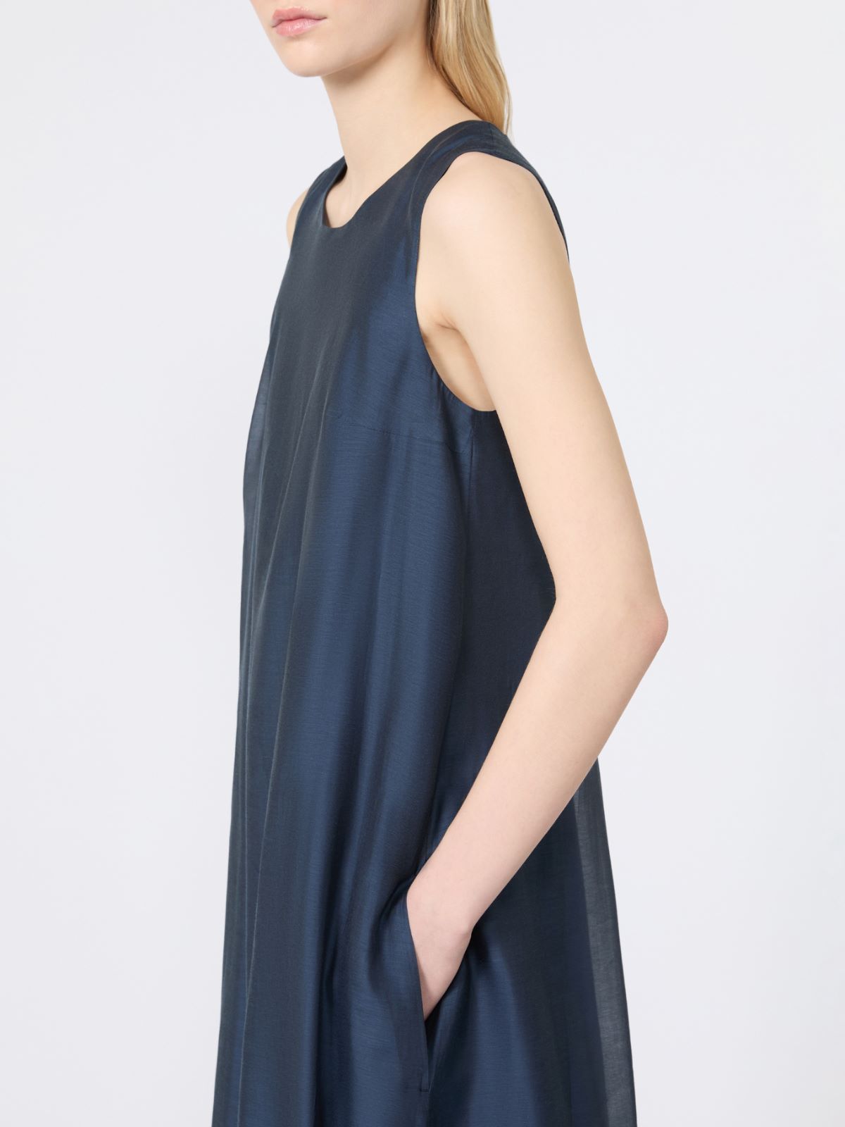 Cotton and silk voile flared dress - MIDNIGHTBLUE - Max Mara - 4