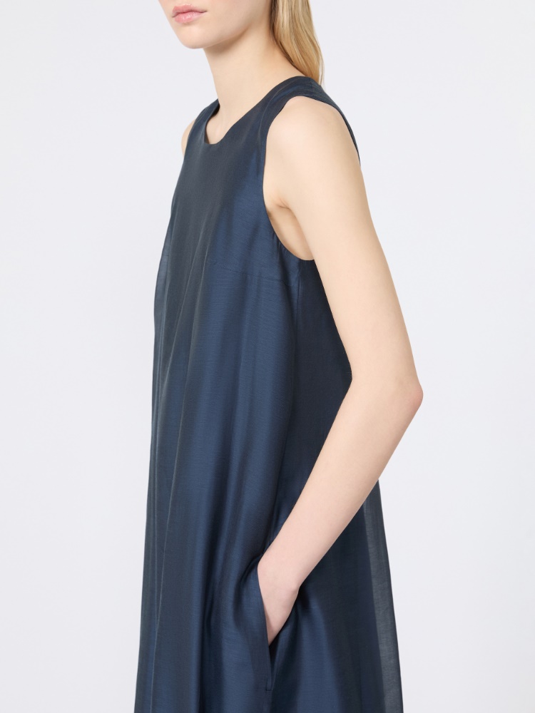 Cotton and silk voile flared dress - MIDNIGHTBLUE - Max Mara - 4