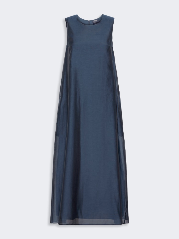 Cotton and silk voile flared dress - MIDNIGHTBLUE - Max Mara - 5