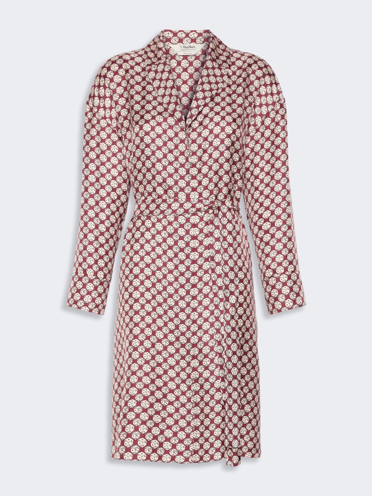 Printed silk midi shirt dress - BORDEAUX - 5