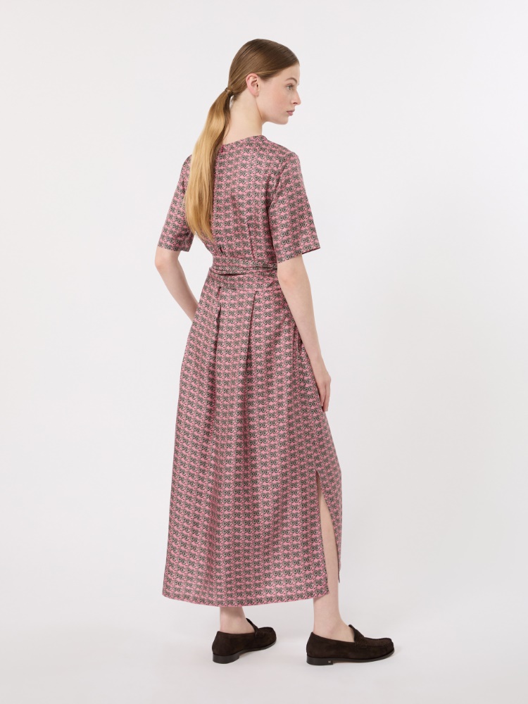 Printed silk twill dress - PINK - 3