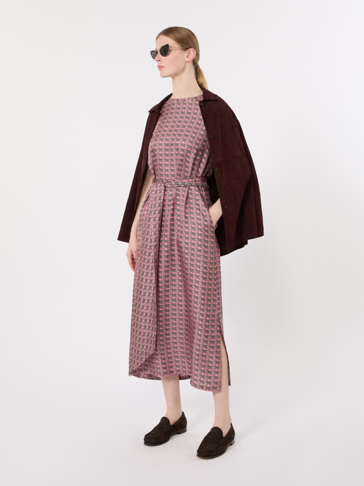 Printed silk twill dress - PINK
