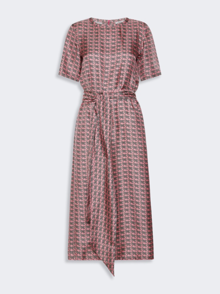 Printed silk twill dress - PINK