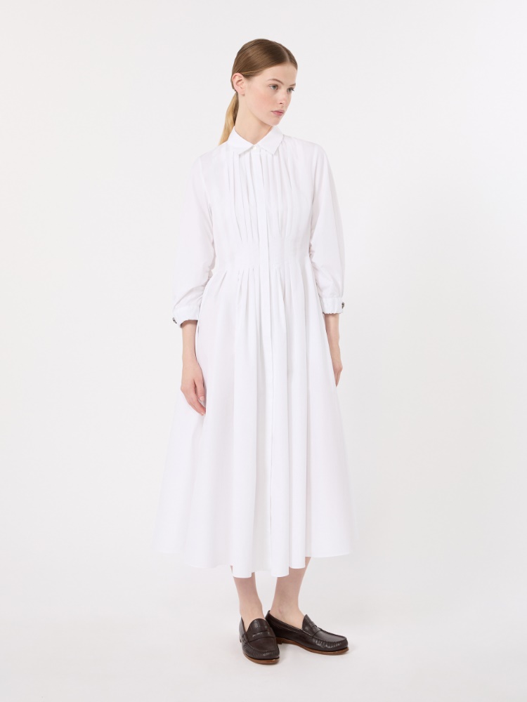 Shirt dress in cotton poplin - WHITE - 2