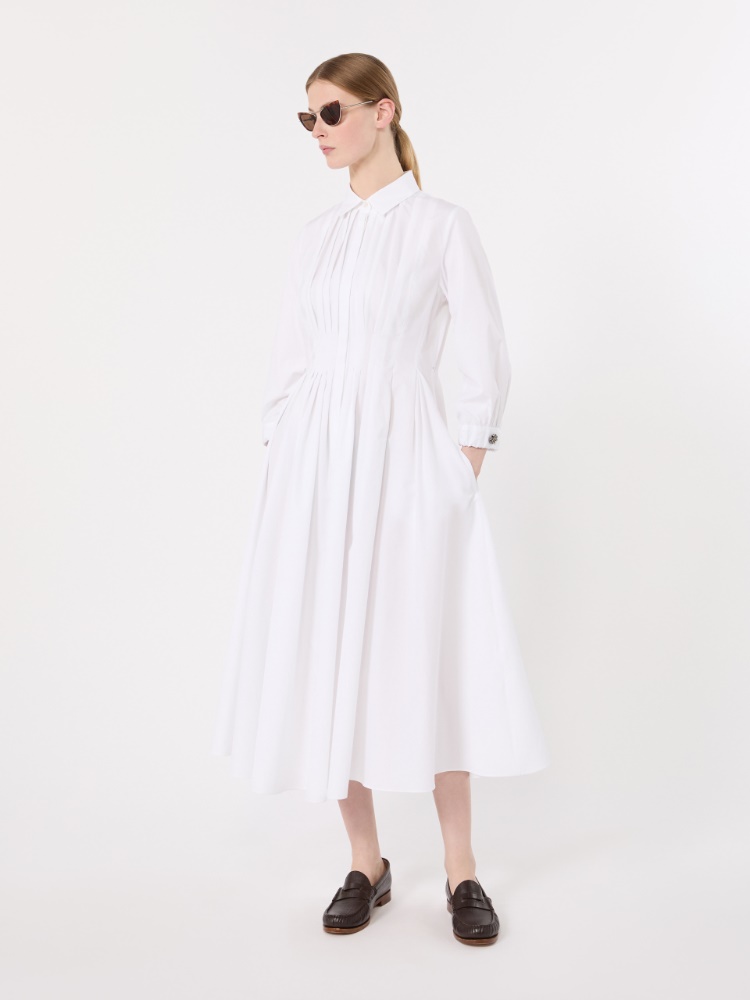 Shirt dress in cotton poplin - WHITE