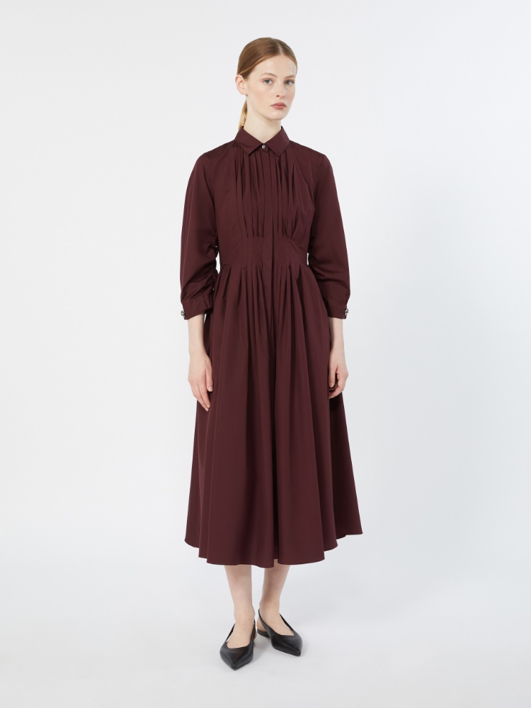Shirt dress in cotton poplin - DARK RED - 2