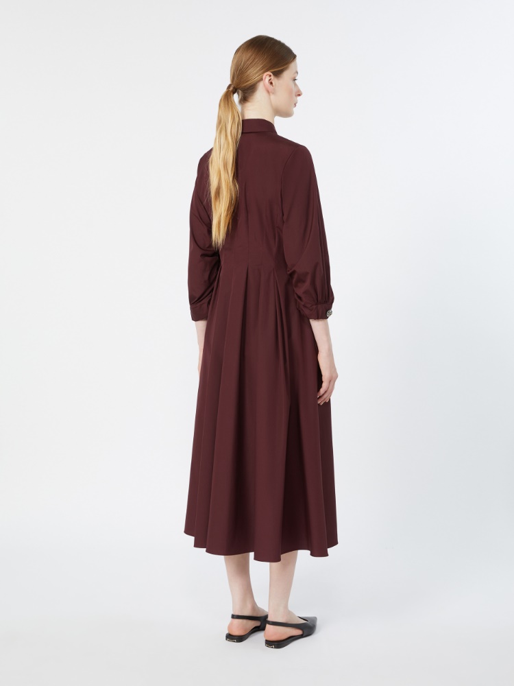 Shirt dress in cotton poplin - DARK RED - 3