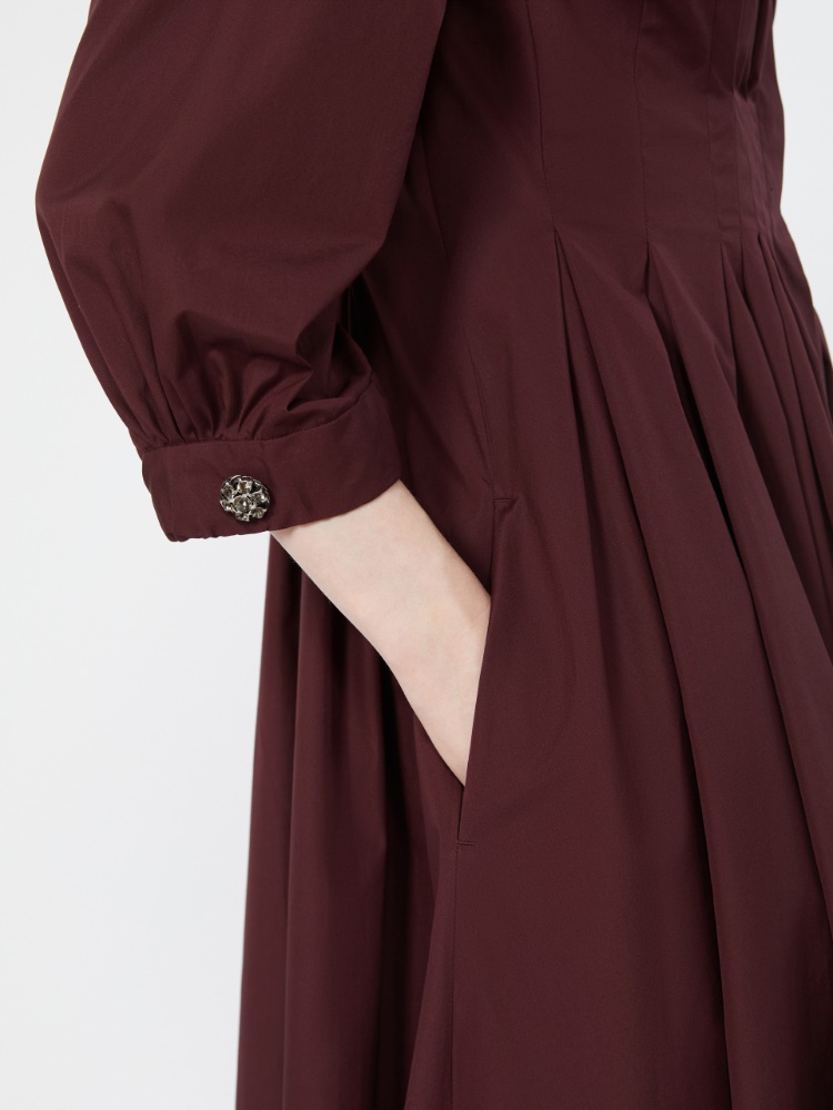 Shirt dress in cotton poplin - DARK RED - 4