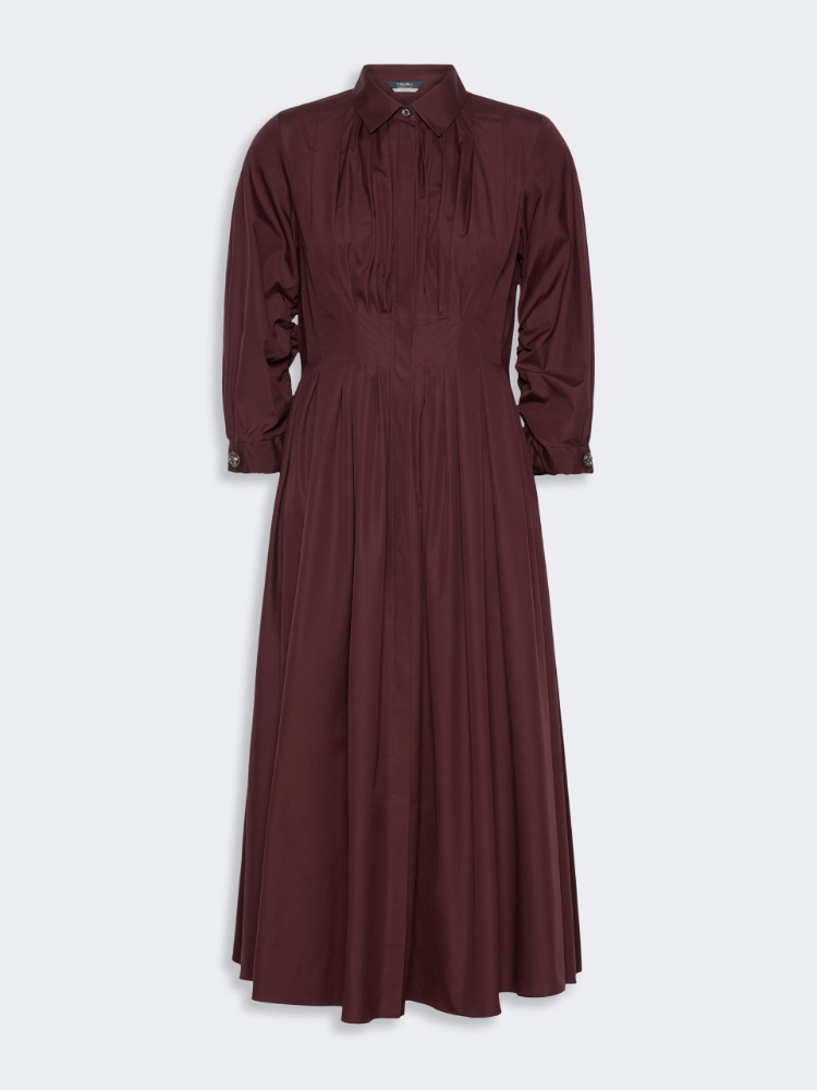 Shirt dress in cotton poplin - DARK RED - 5