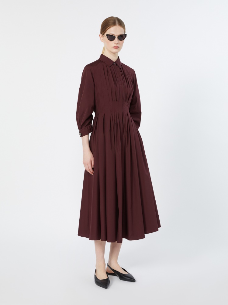 Shirt dress in cotton poplin - DARK RED