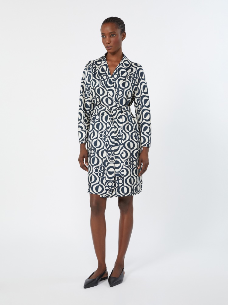 Short printed silk wrap dress - ULTRAMARINE - 2