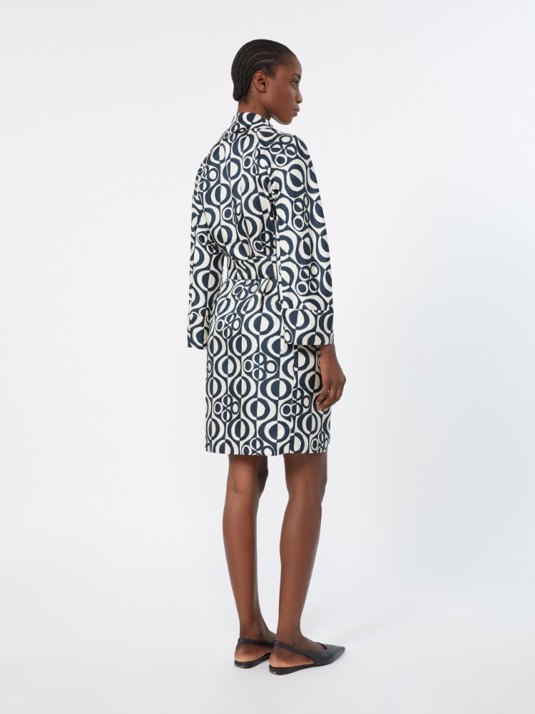 Short printed silk wrap dress - ULTRAMARINE - 3