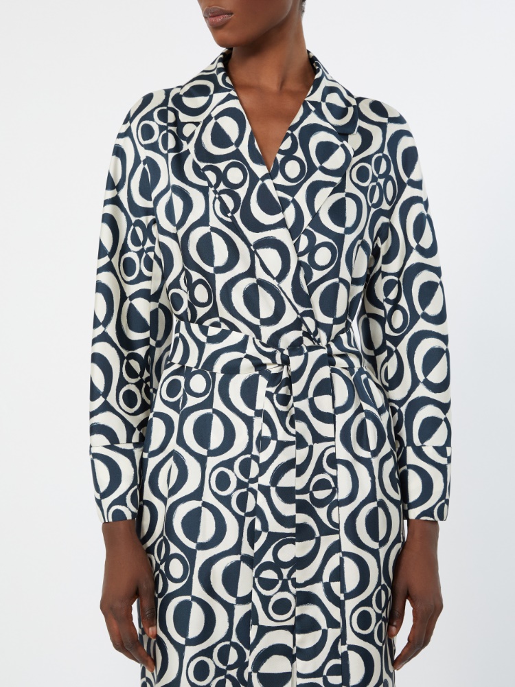 Short printed silk wrap dress - ULTRAMARINE - 4