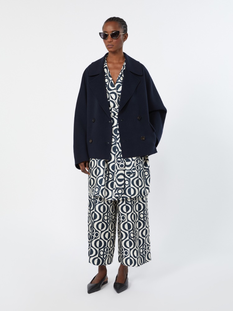 Short printed silk wrap dress - ULTRAMARINE
