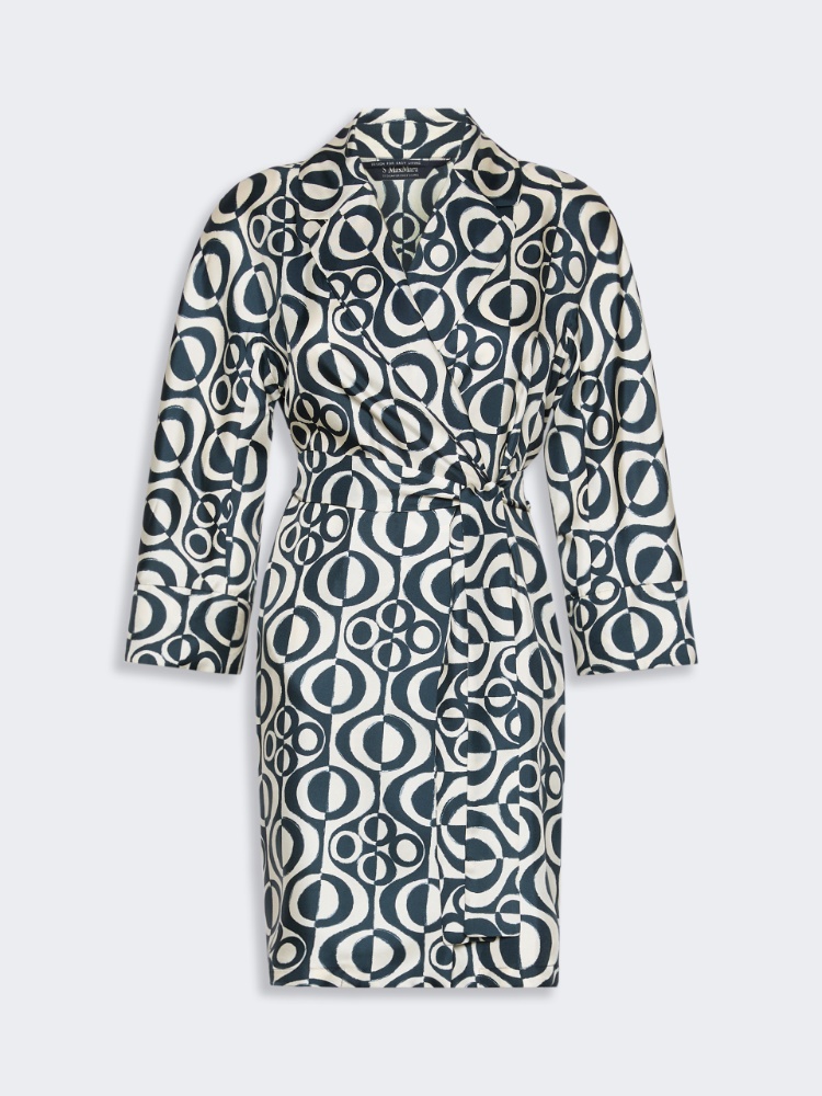 Short printed silk wrap dress - ULTRAMARINE