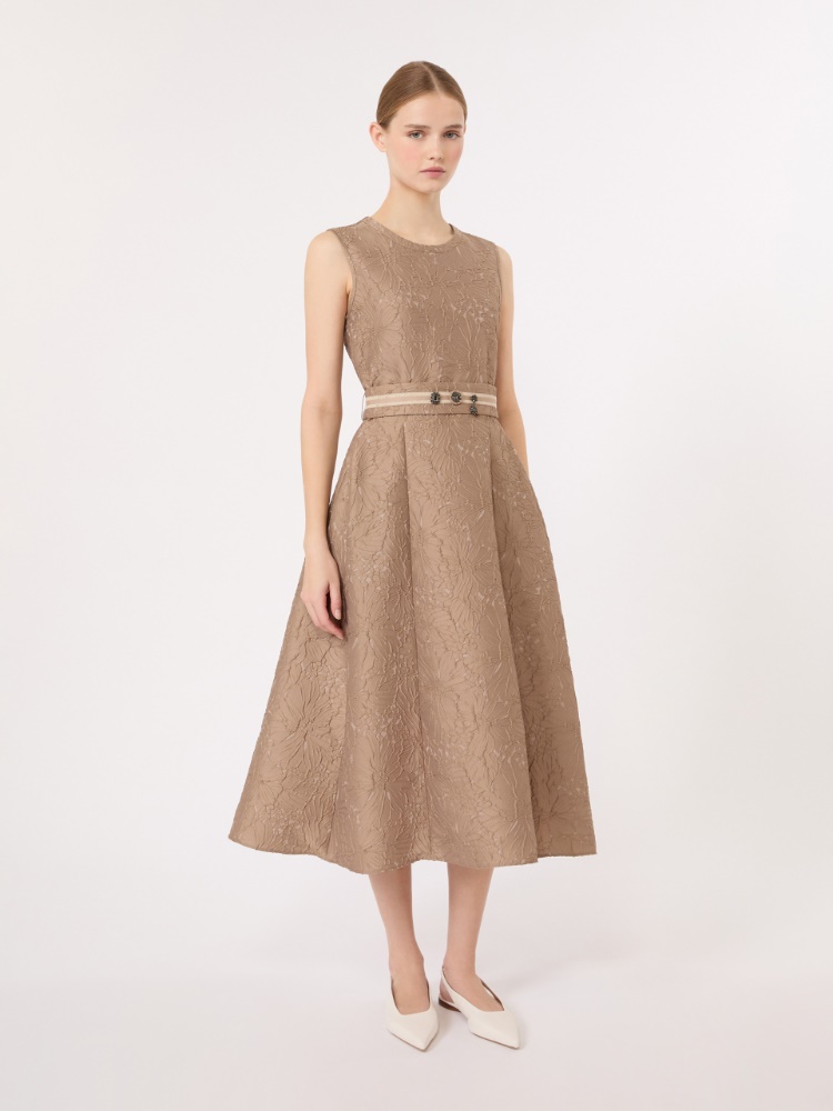Jacquard midi dress - HONEY - 2