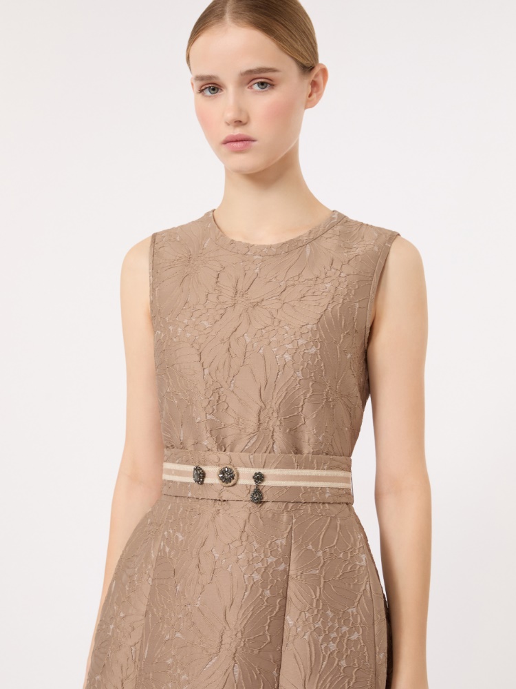 Jacquard midi dress - HONEY - 4