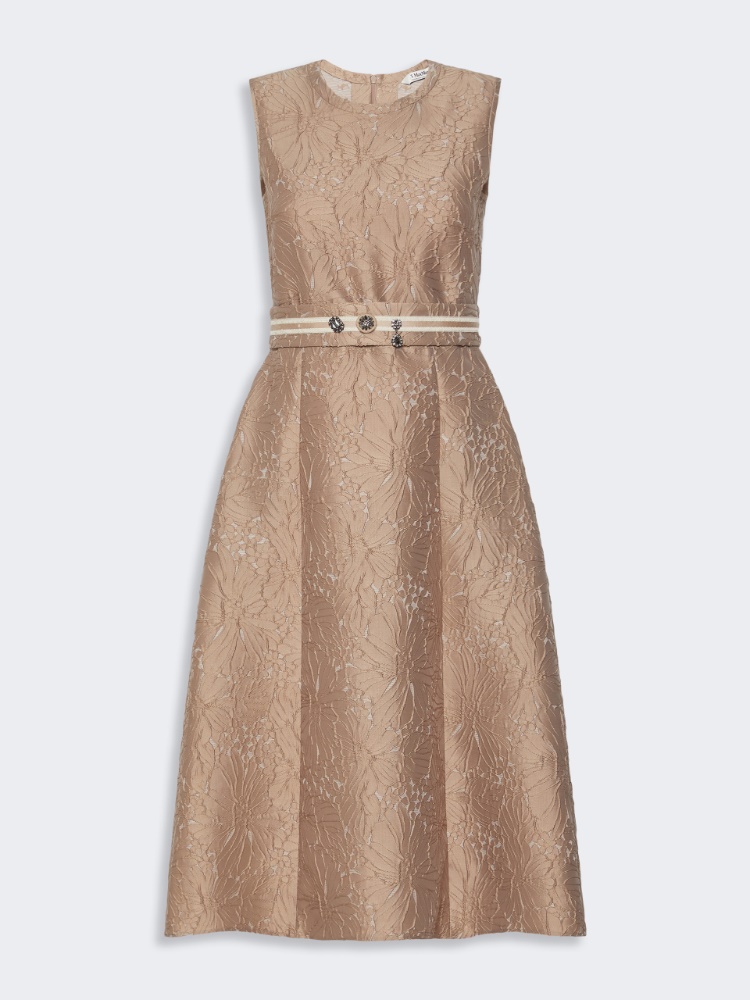Jacquard midi dress - HONEY - 5