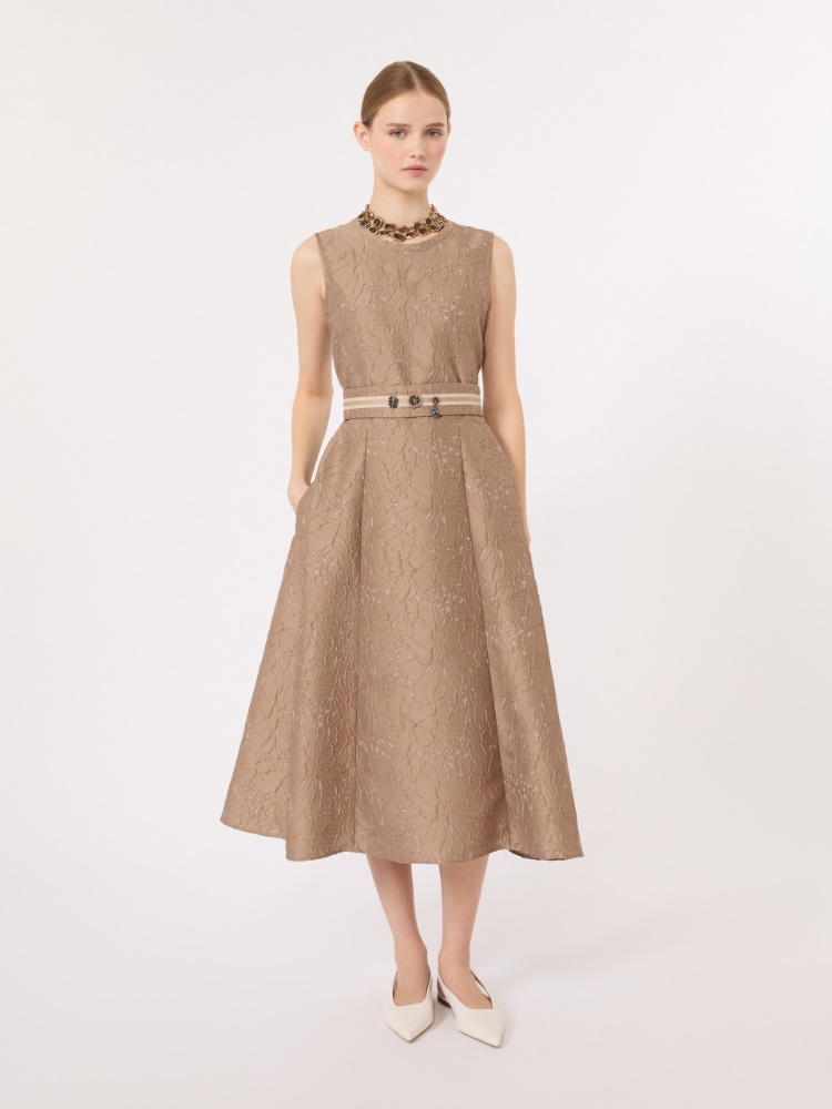 Jacquard midi dress - HONEY - 1