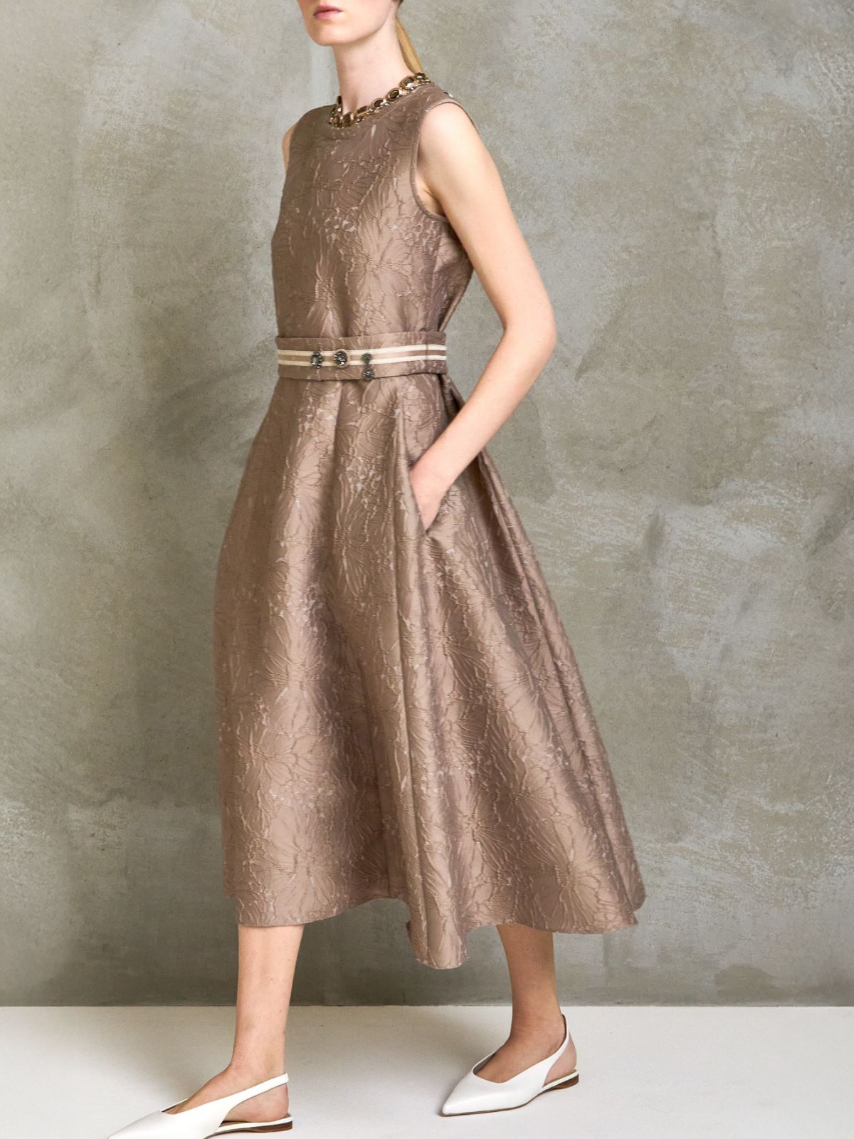 Jacquard midi dress - HONEY