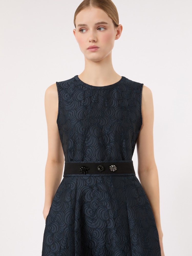 Sleeveless jacquard dress - MIDNIGHTBLUE - 4