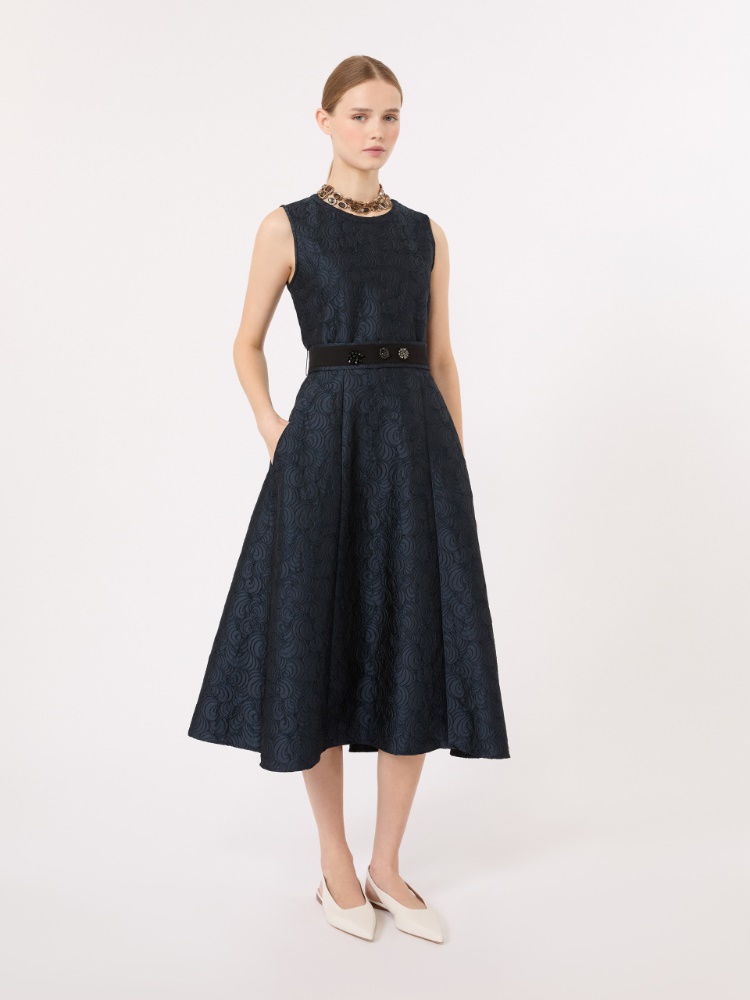 Sleeveless jacquard dress - MIDNIGHTBLUE - 1