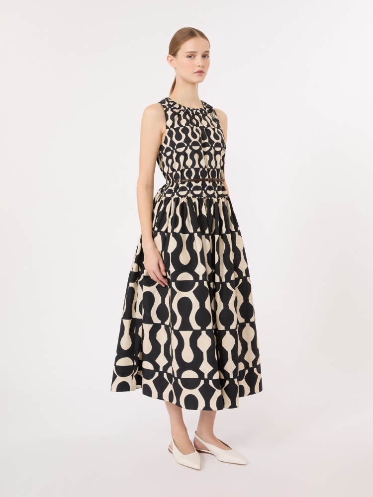 Printed cotton poplin dress - BLACK - 2