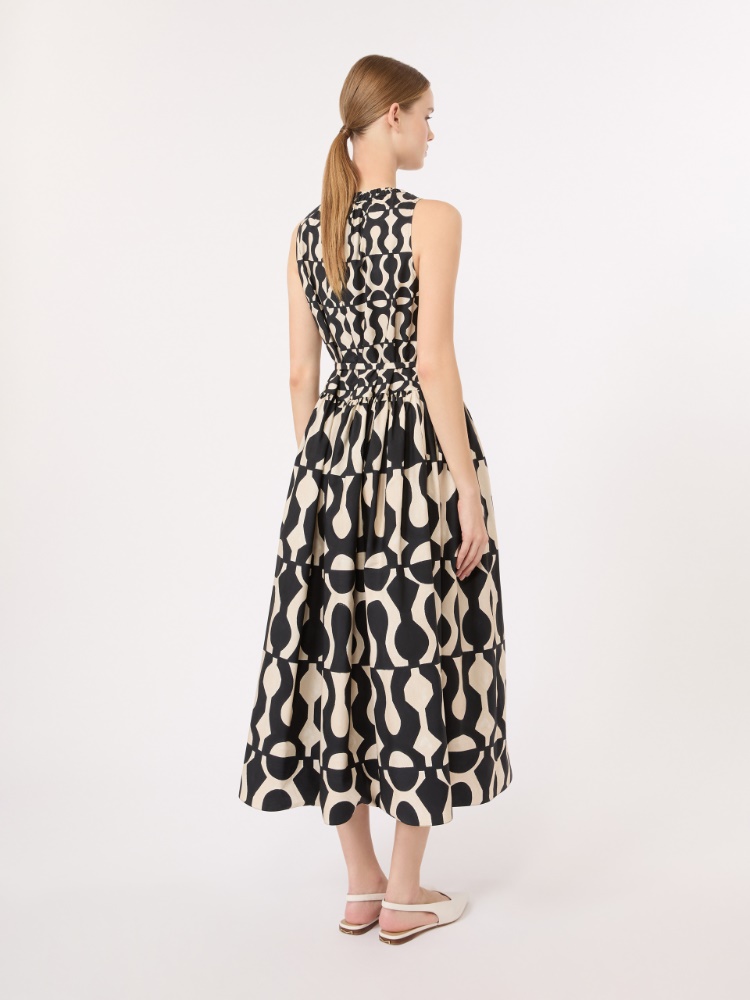 Printed cotton poplin dress - BLACK - 3