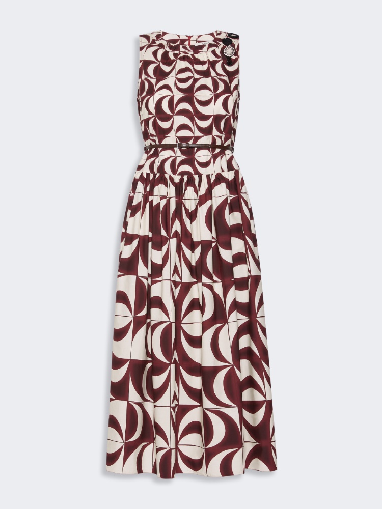 Printed cotton poplin dress - BORDEAUX
