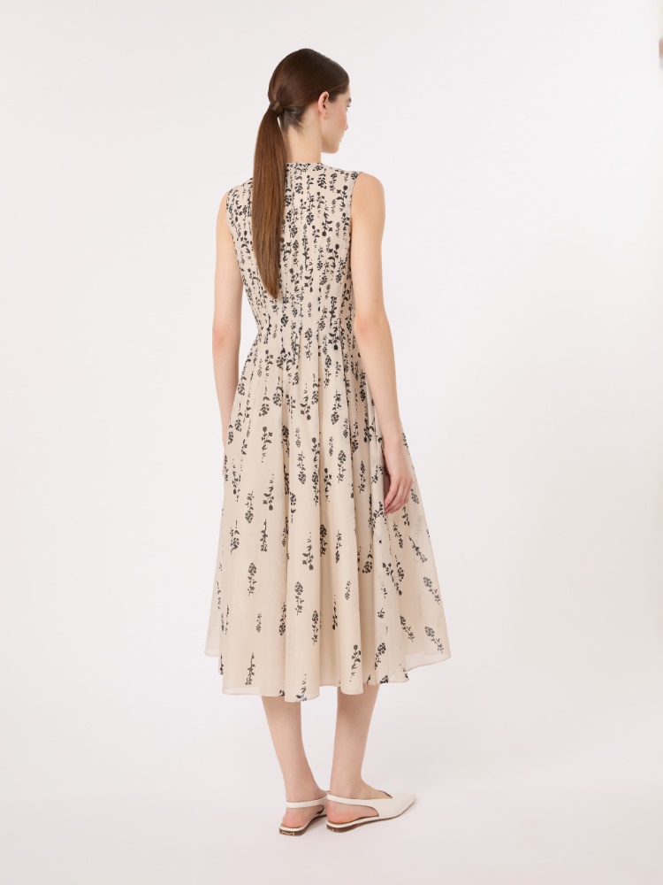 Printed cotton voile dress - ECRU - 3