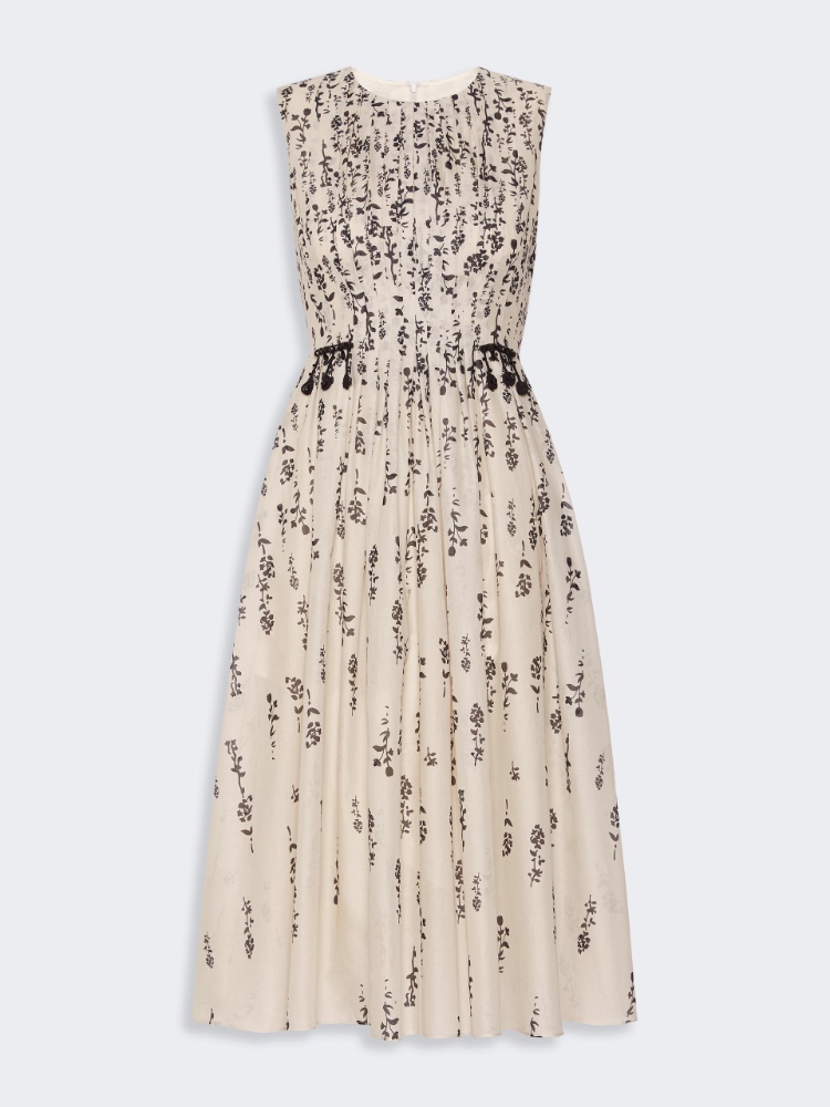 Printed cotton voile dress - ECRU