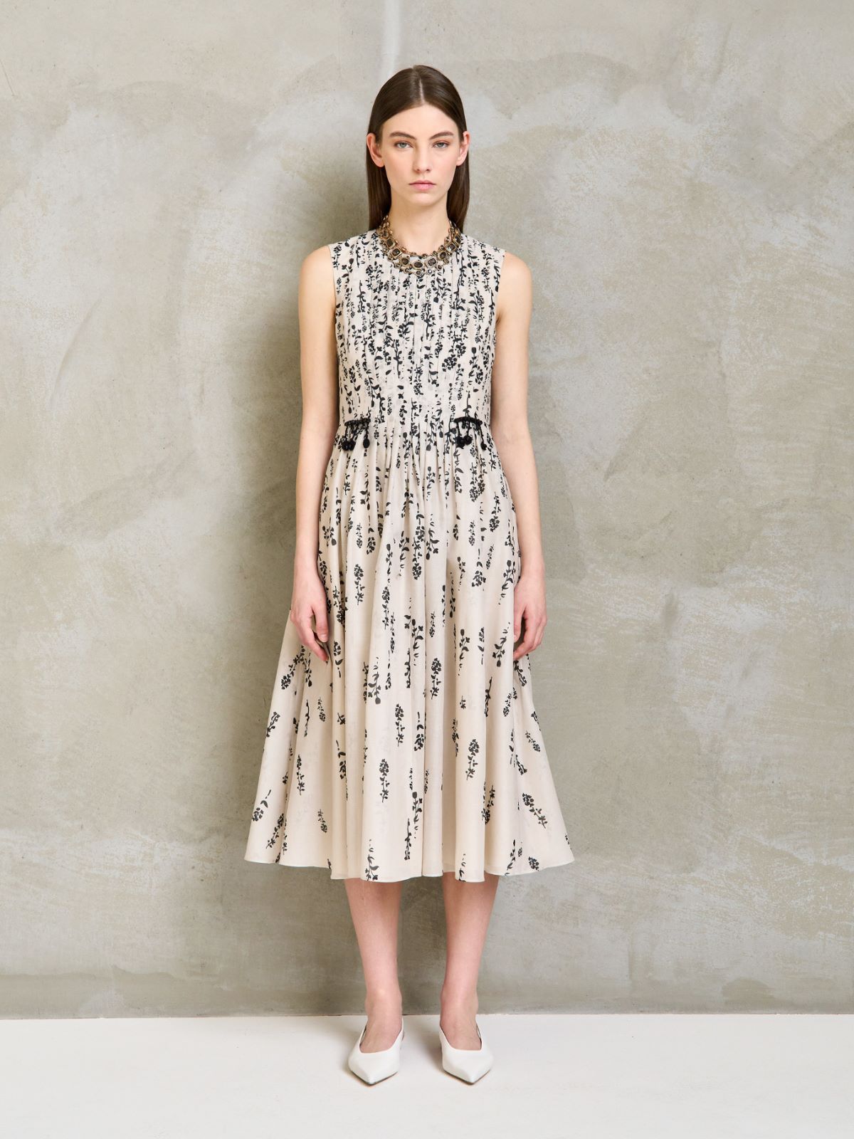 Printed cotton voile dress + ECRU - Max Mara