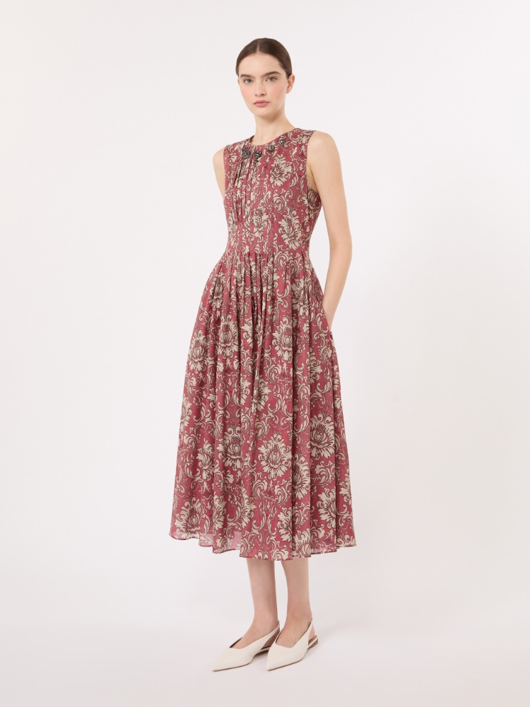 Printed cotton voile midi dress - SHADED PINK - Max Mara - 2