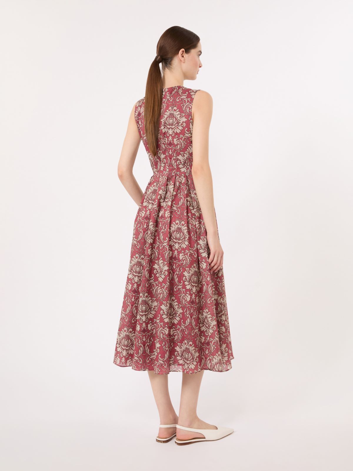 Printed cotton voile midi dress - SHADED PINK - Max Mara - 3