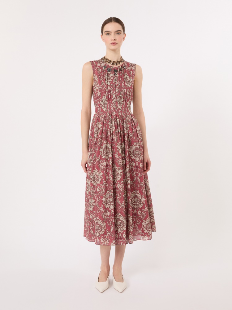 Printed cotton voile midi dress + SHADED PINK - Max Mara