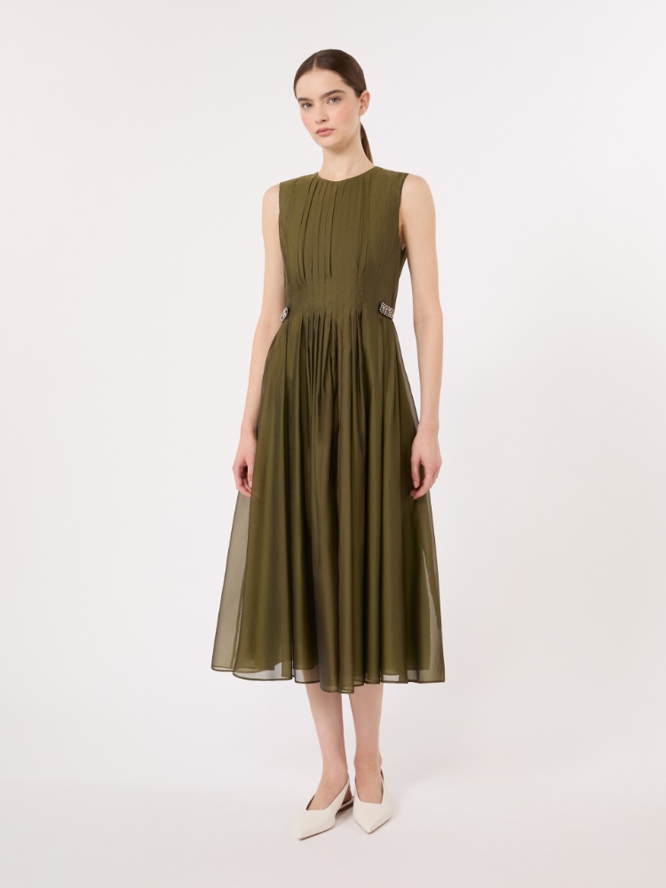 Fit-and-flare organza dress - KAKI - 2