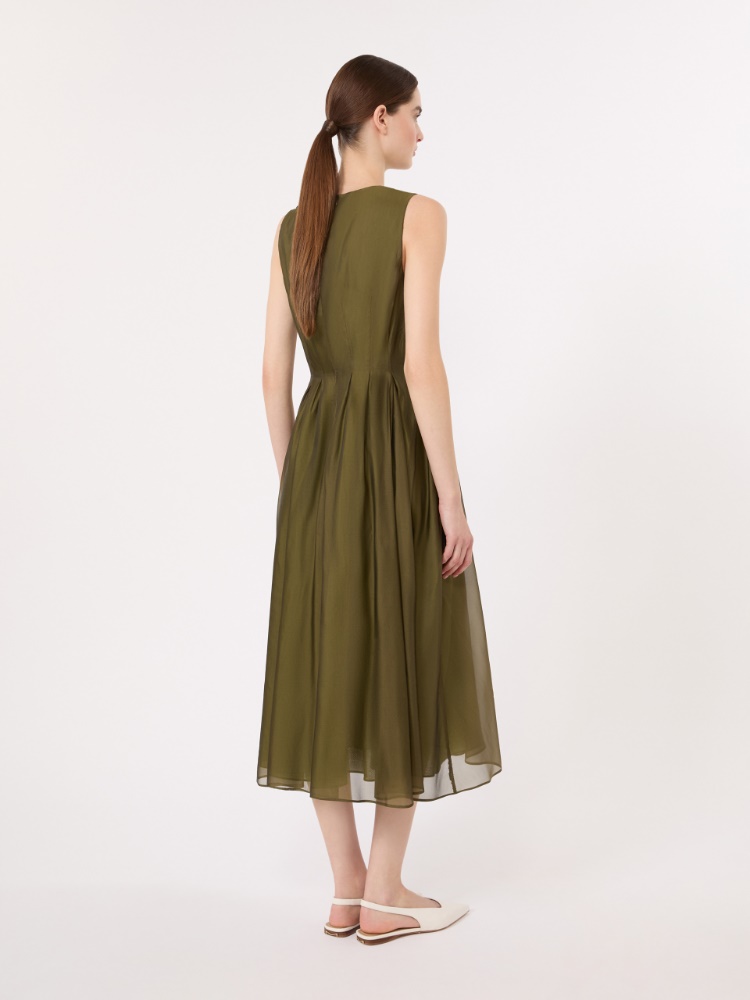 Fit-and-flare organza dress - KAKI - 3