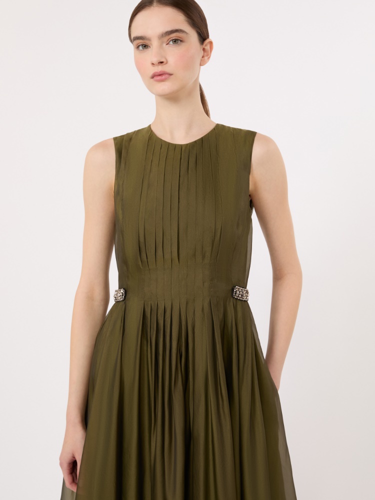 Fit-and-flare organza dress - KAKI - 4