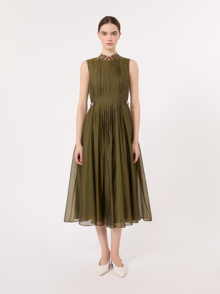 Fit-and-flare organza dress - KAKI