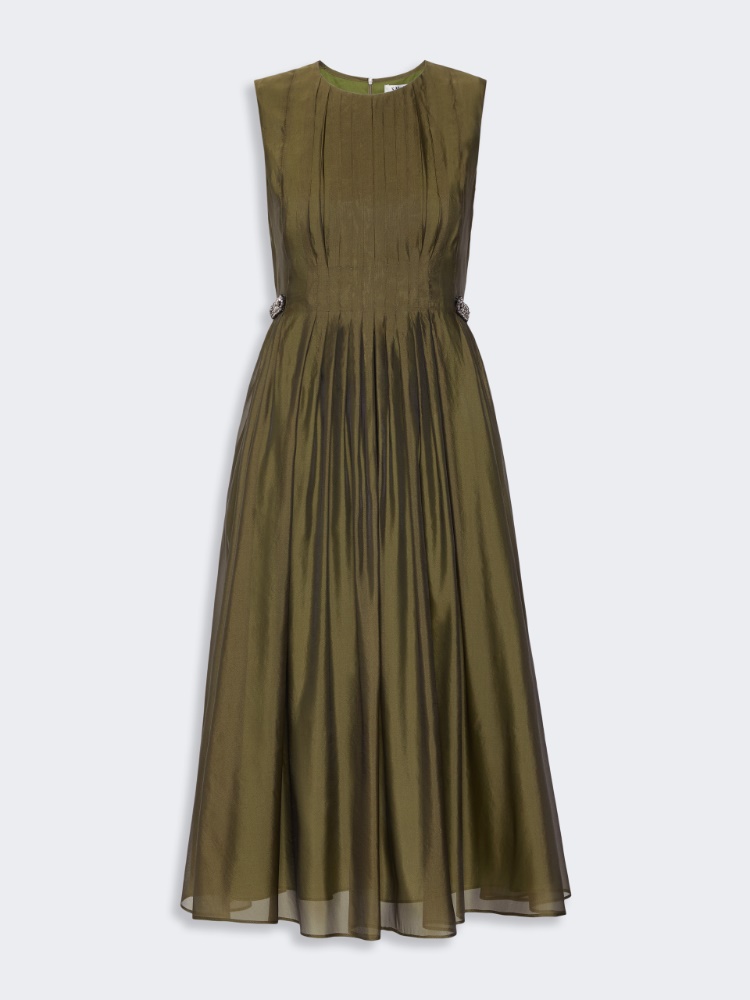Fit-and-flare organza dress - KAKI