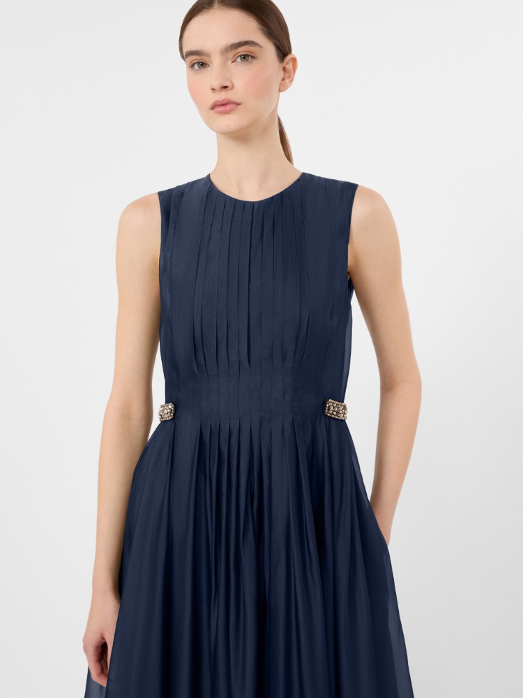 Fit-and-flare organza dress - ULTRAMARINE - 4