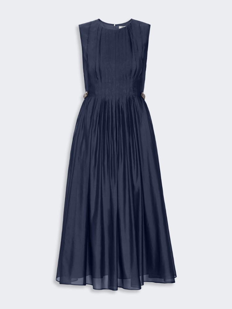 Fit-and-flare organza dress - ULTRAMARINE - 5