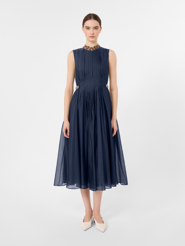 Fit-and-flare organza dress - ULTRAMARINE