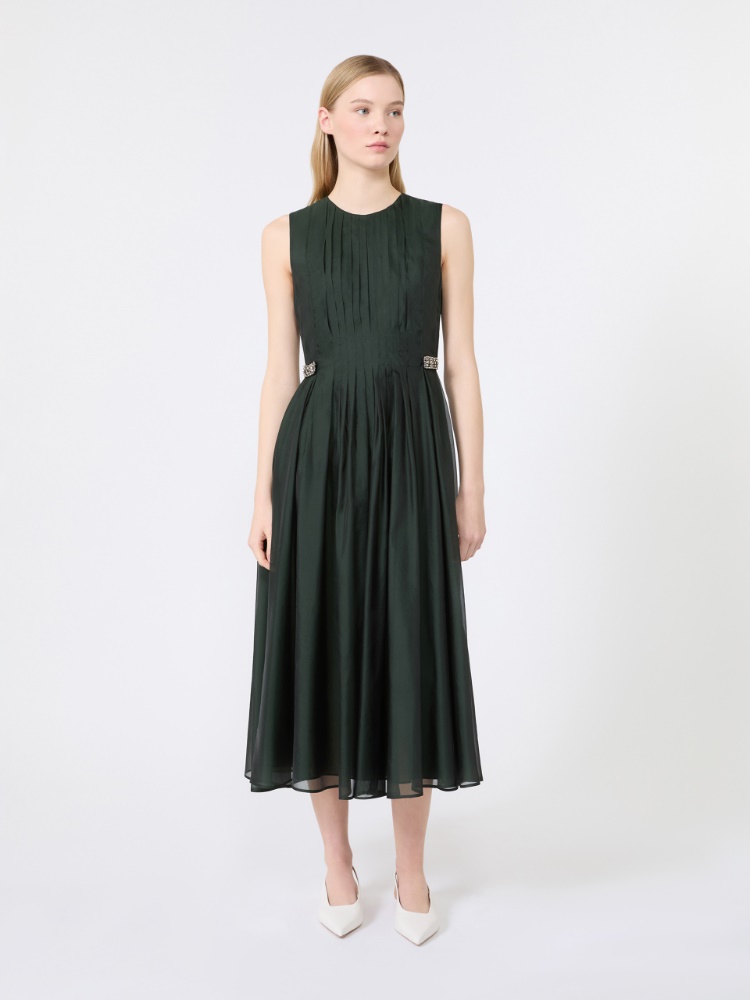 Fit-and-flare organza dress - MOSS GREEN - 2