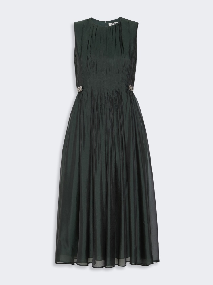 Fit-and-flare organza dress - MOSS GREEN