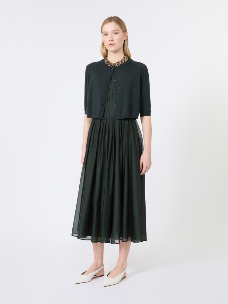 Fit-and-flare organza dress - MOSS GREEN - 1