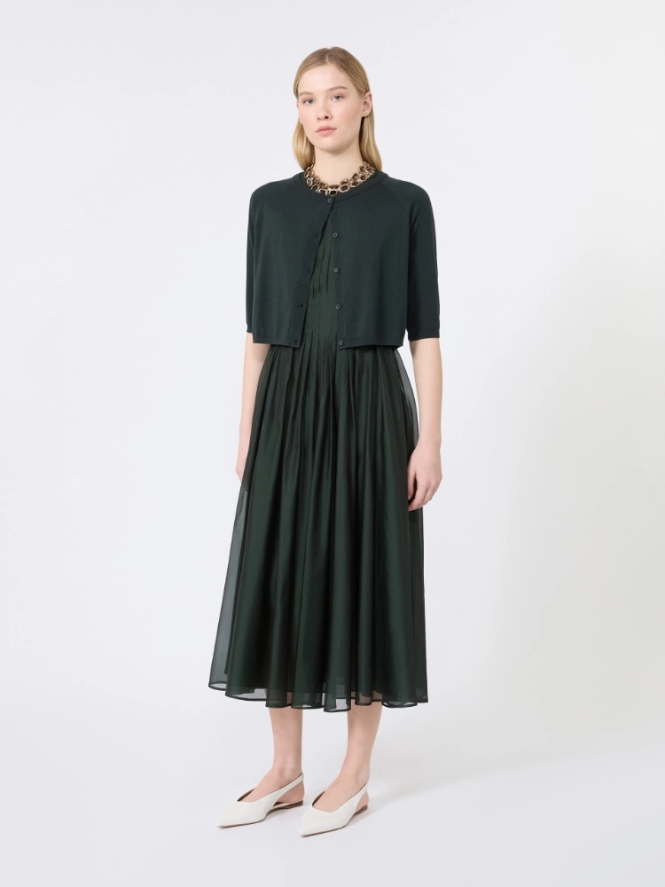Fit-and-flare organza dress - MOSS GREEN - Max Mara