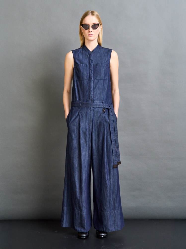 Cotton denim jumpsuit + MIDNIGHTBLUE - Max Mara