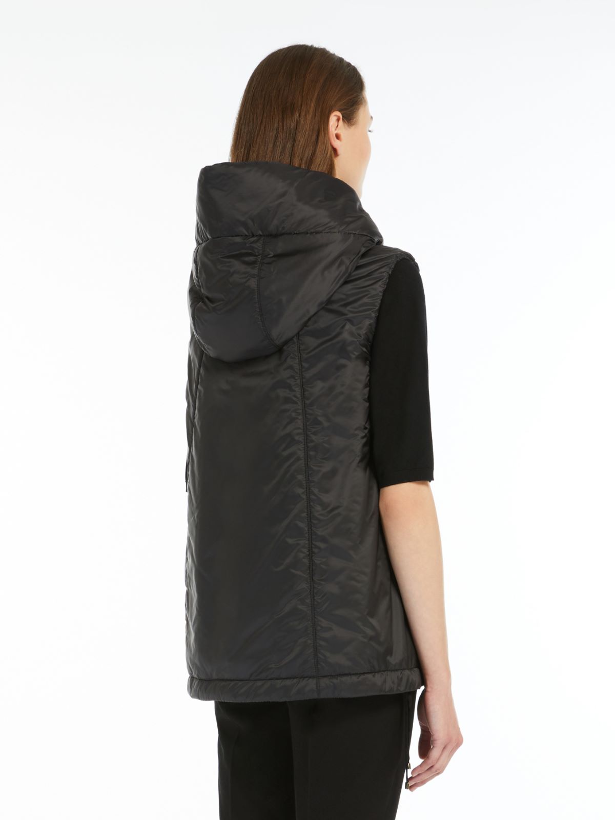 Padded water-repellent hooded gilet - BLACK - 3