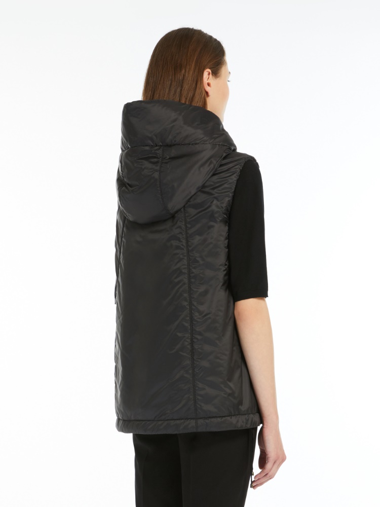 Padded water-repellent hooded gilet - BLACK - 3